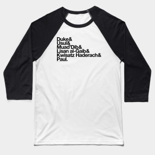 Paul Atreides Helvetica List (Black Text) Baseball T-Shirt